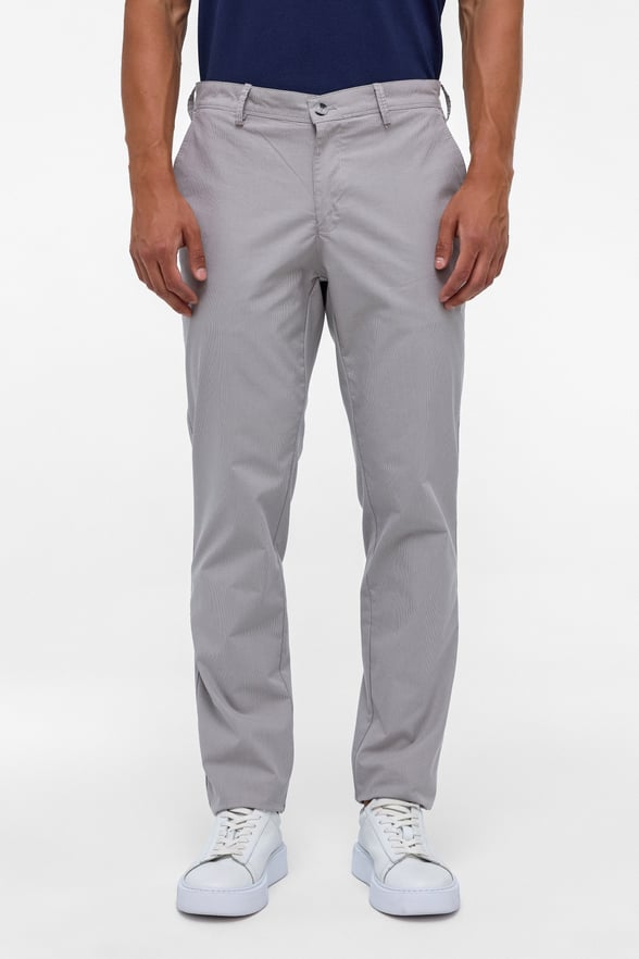 Gri Regular Armürlü Kanvas Pantolon