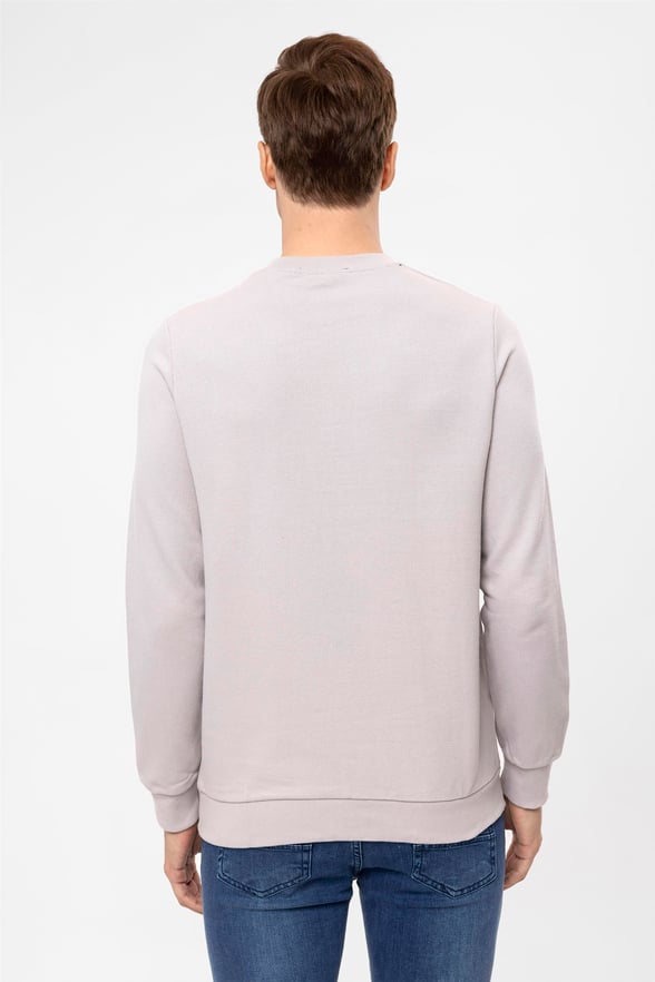 Gri Regular Armürlü O Yaka  Sweatshirt