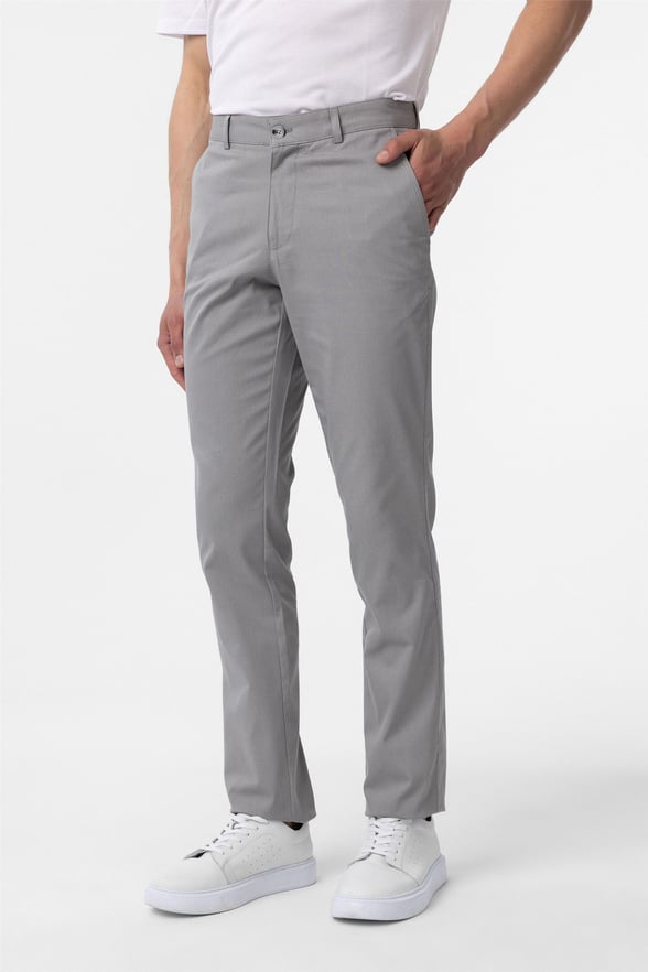 Gri Regular Armürlü Pantolon