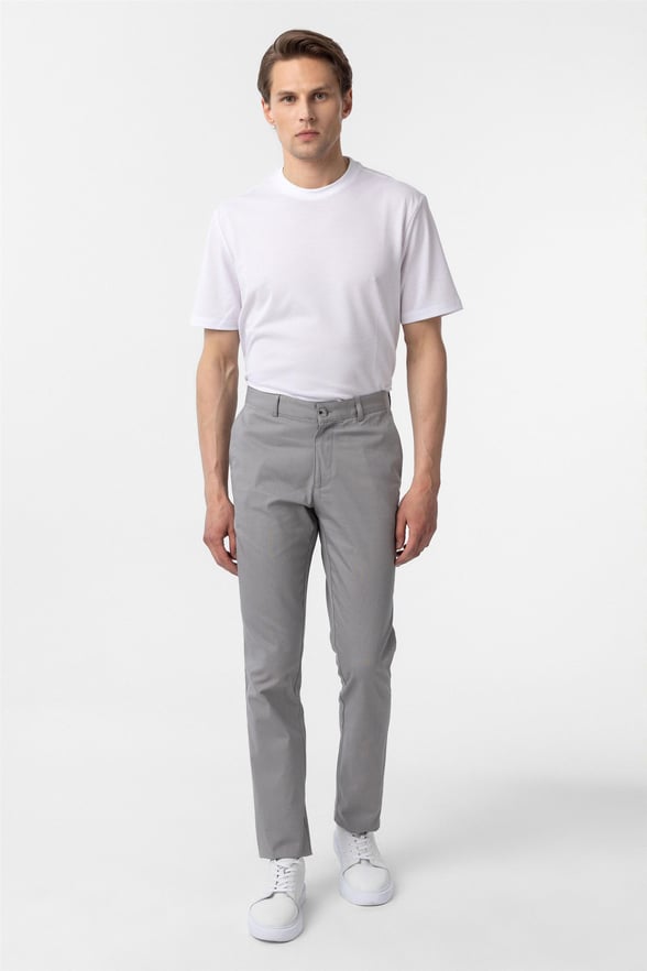 Gri Regular Armürlü Pantolon