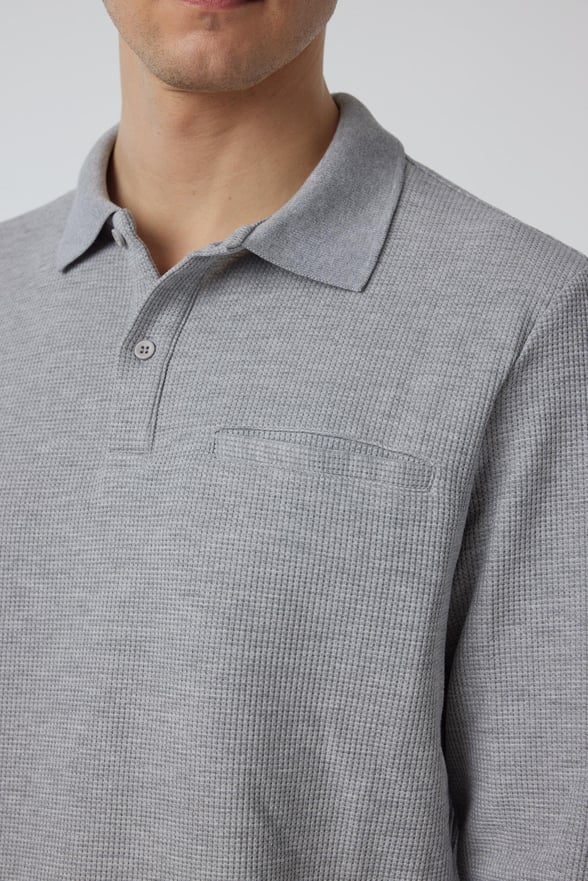 Gri Regular Armürlü Polo Yaka Triko
