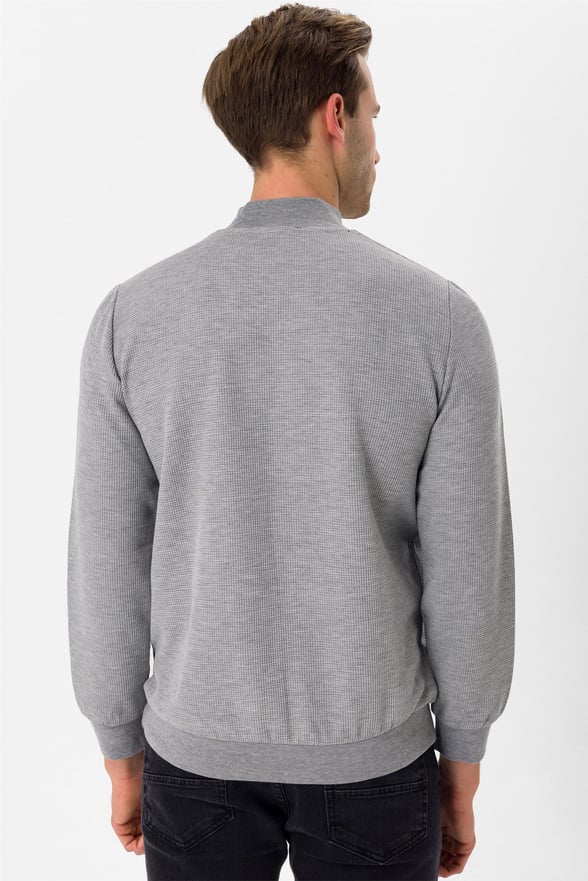 Gri Regular Armürlü Yarım Balıkçı Yaka  Sweatshirt