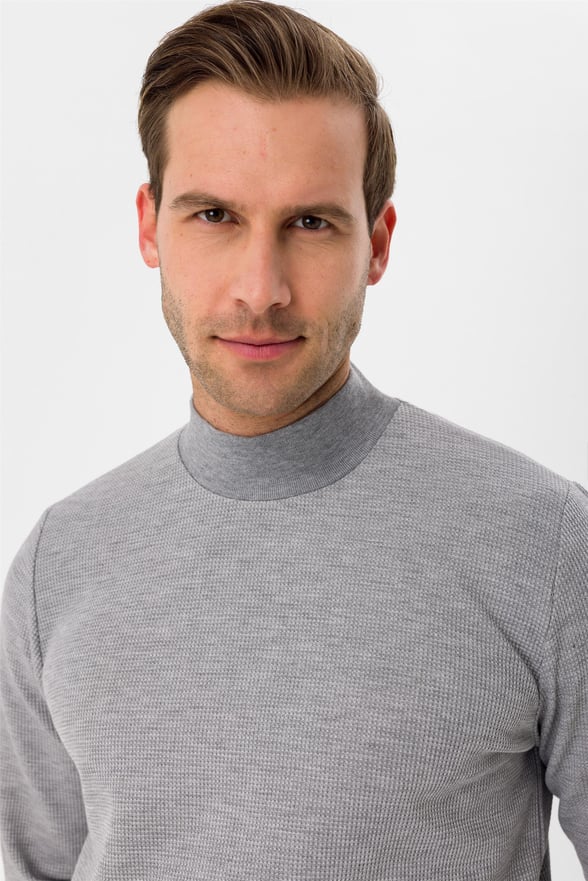 Gri Regular Armürlü Yarım Balıkçı Yaka  Sweatshirt