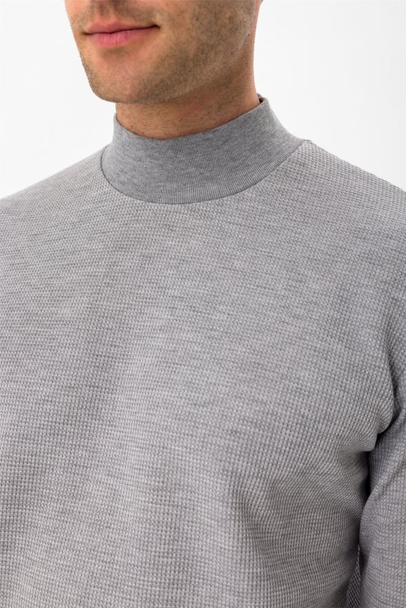 Gri Regular Armürlü Yarım Balıkçı Yaka  Sweatshirt