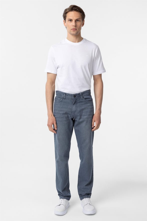Gri Regular Denim Pantolon