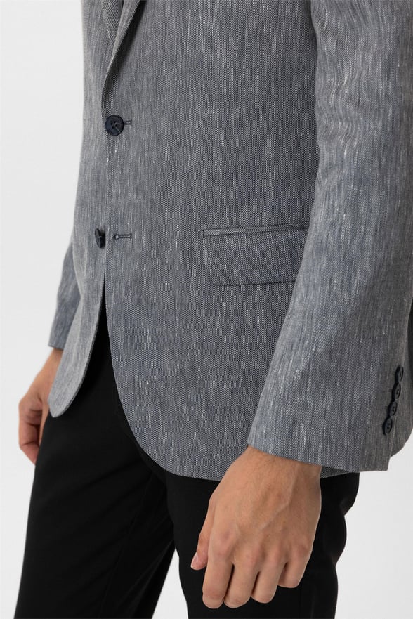 Gri Regular Desenli Mono Yaka 6 Drop Ceket