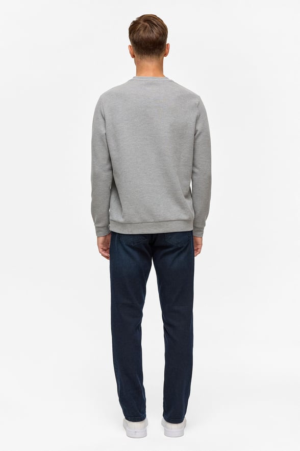 Gri Regular Düz Bisiklet Yaka Sweatshirt
