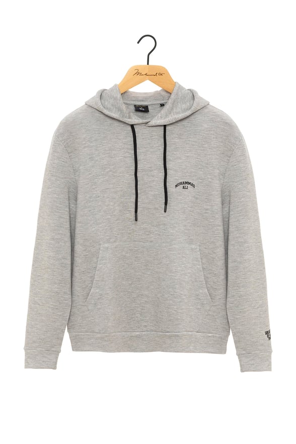 Gri Regular Düz Kapişonlu Yaka Sweatshirt