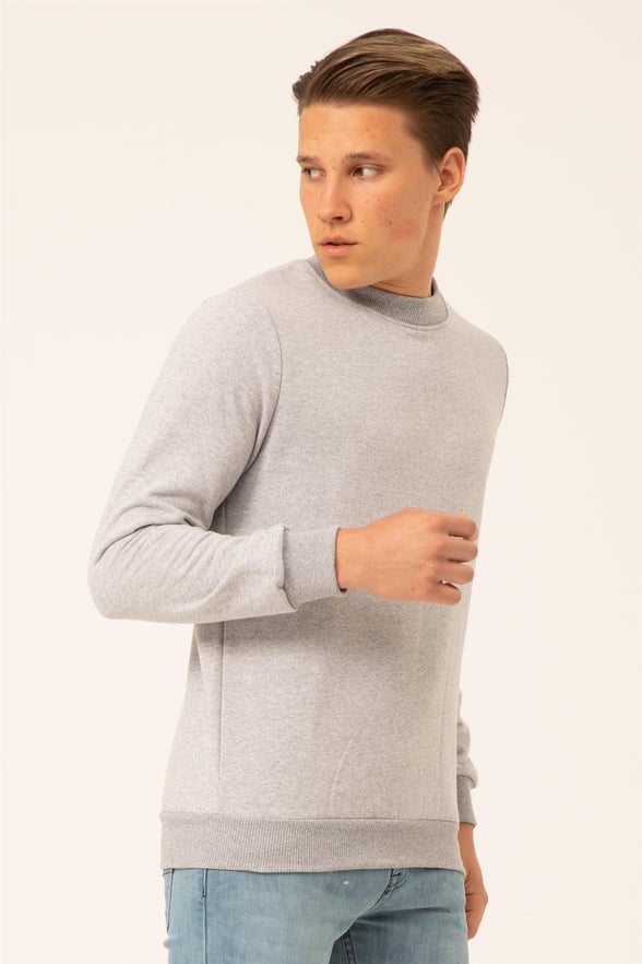 Gri Regular Düz O Yaka  Sweatshirt