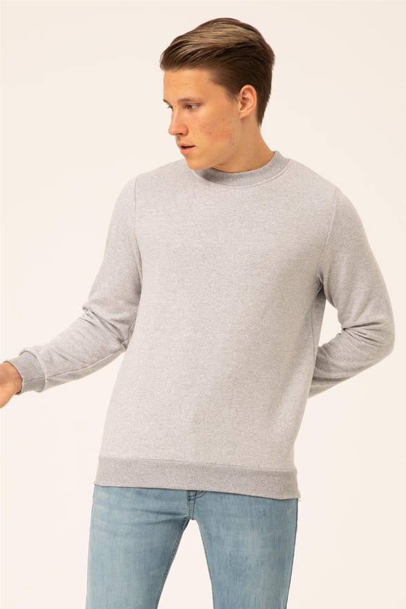 Gri Regular Düz O Yaka  Sweatshirt