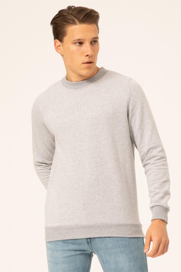 Gri Regular Düz O Yaka  Sweatshirt