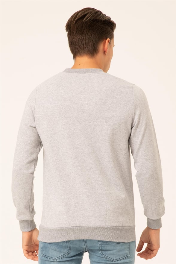 Gri Regular Düz O Yaka  Sweatshirt