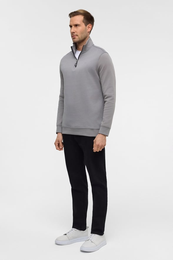 Gri Regular Düz Yarım Balıkçı Yaka Sweatshirt