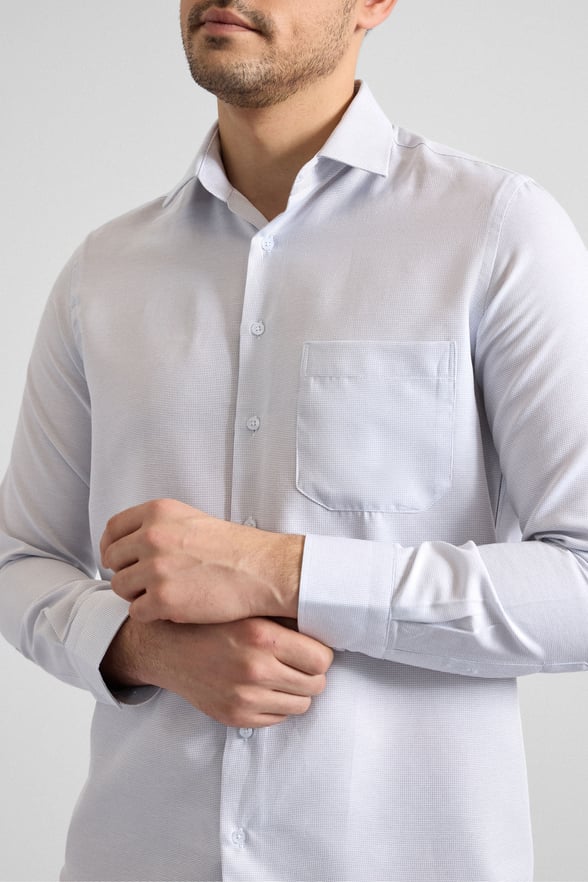 Gri Regular Klasik Yaka Casual Gömlek
