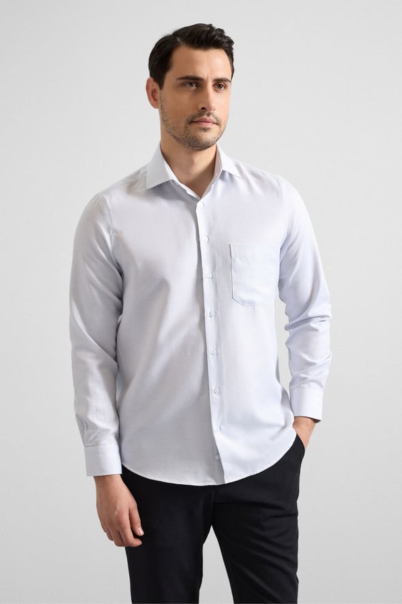 Gri Regular Klasik Yaka Casual Gömlek