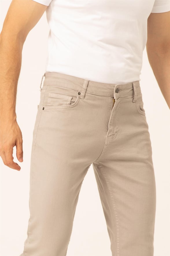 Gri Slim 5 Cep Kalıp Düz   Pantolon