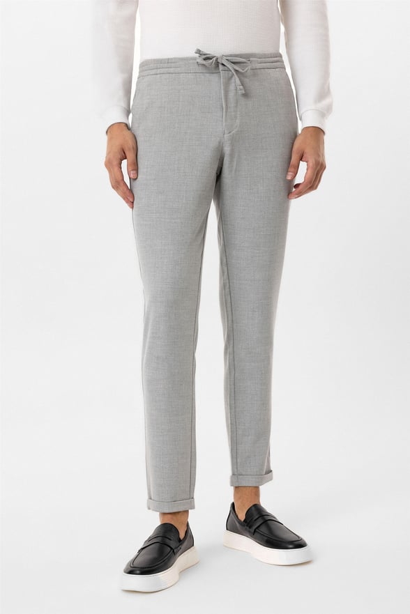 Gri Slim Armürlü Jogger Pantolon
