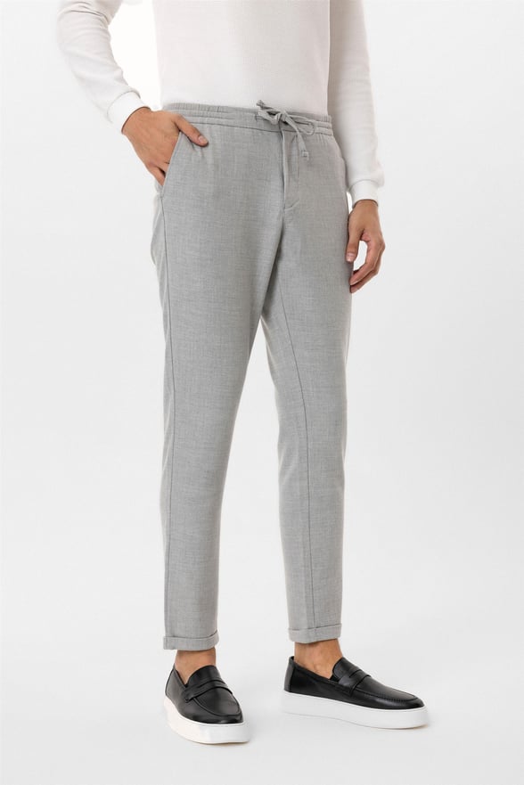 Gri Slim Armürlü Jogger Pantolon