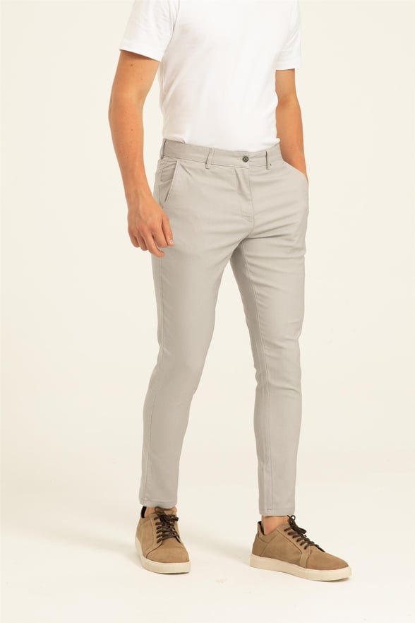 Gri Slim Armürlü   Pantolon