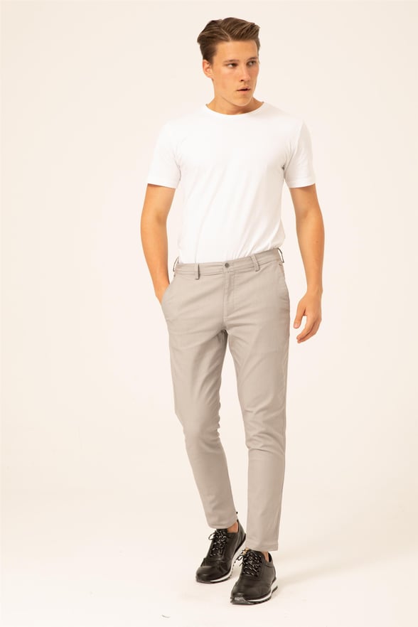 Gri Slim Armürlü   Pantolon