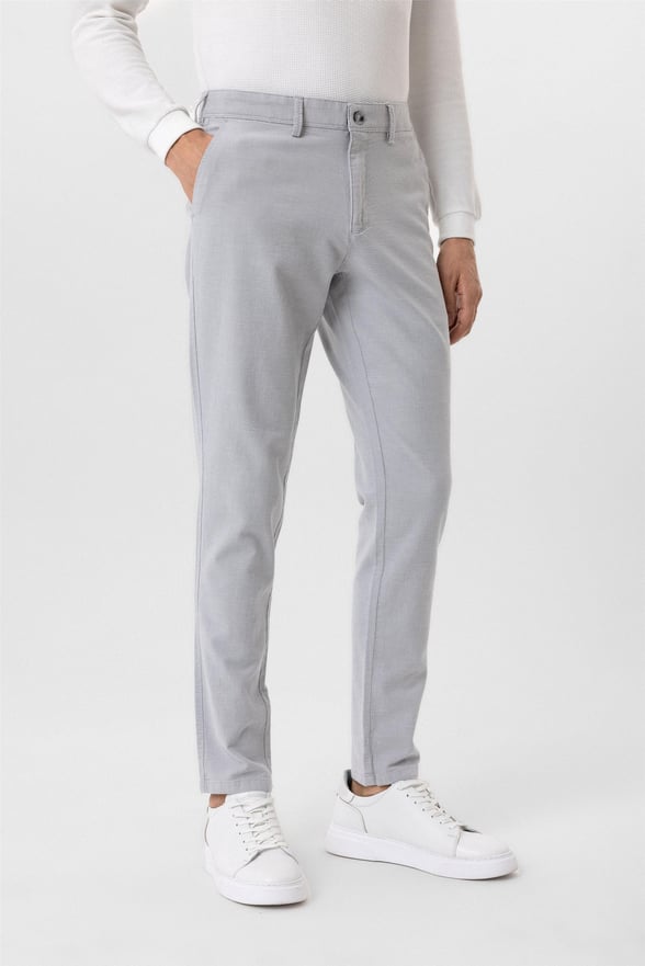 Gri Slim Armürlü Pantolon