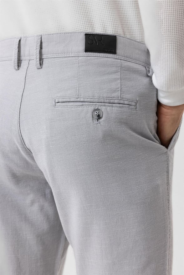Gri Slim Armürlü Pantolon