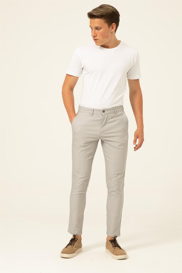 Gri Slim Armürlü   Pantolon