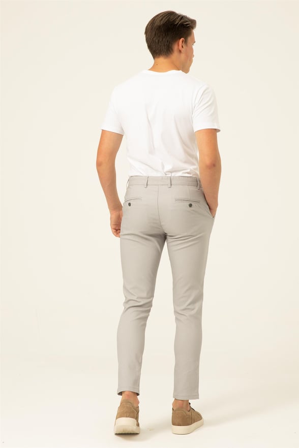 Gri Slim Armürlü   Pantolon