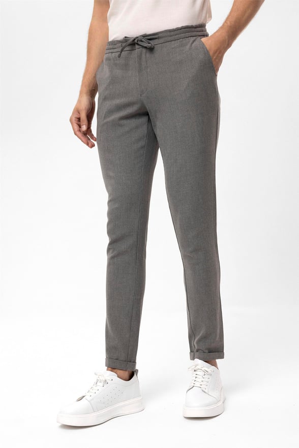 Gri Slim Desenli   Jogger Pantolon