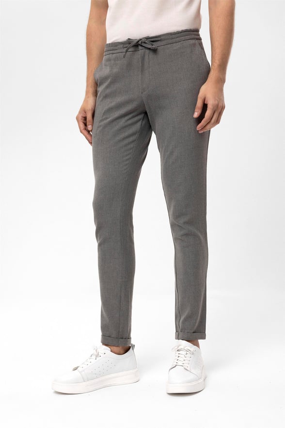 Gri Slim Desenli   Jogger Pantolon