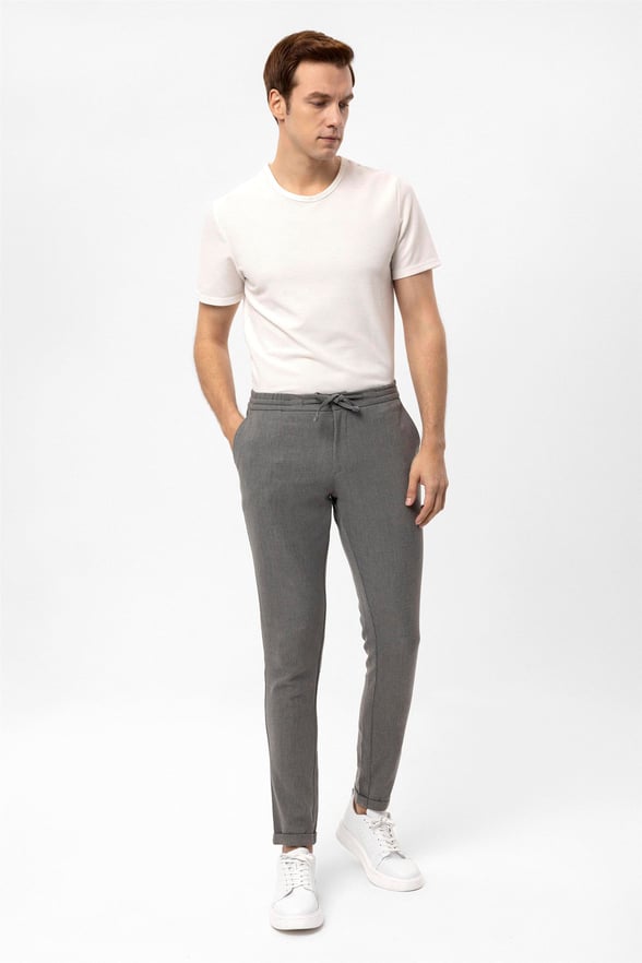 Gri Slim Desenli   Jogger Pantolon
