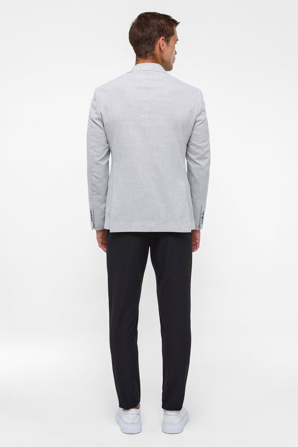 Gri Slim Desenli Mono Yaka 6 Drop Ceket