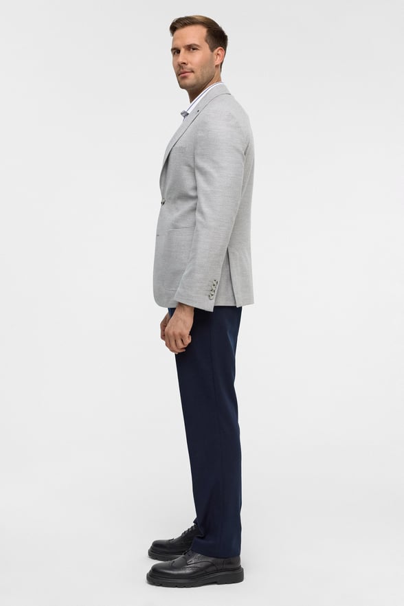 Gri Slim Desenli Mono Yaka 6 Drop Ceket