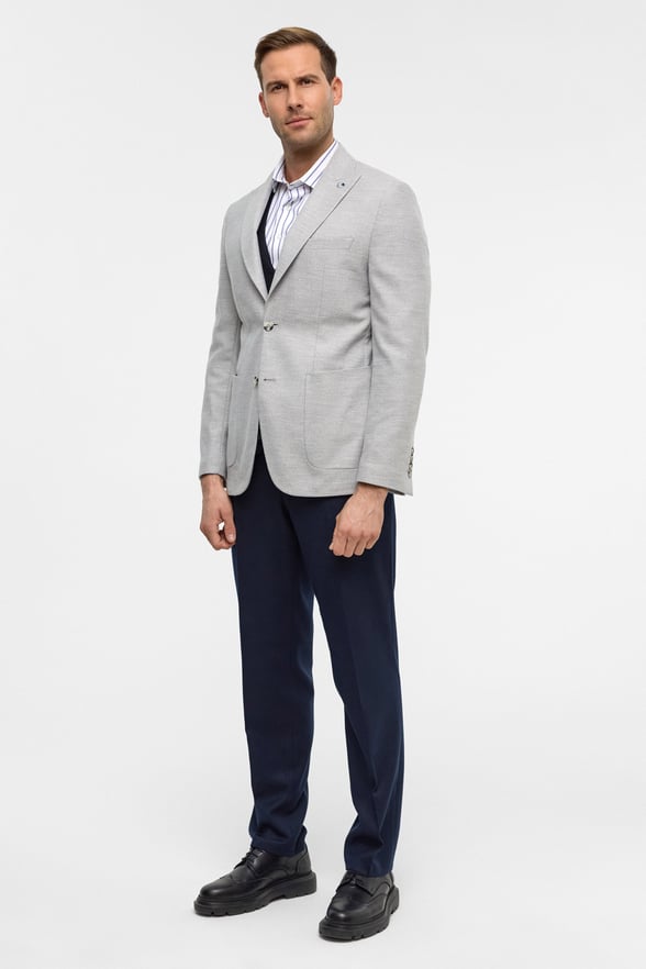 Gri Slim Desenli Mono Yaka 6 Drop Ceket