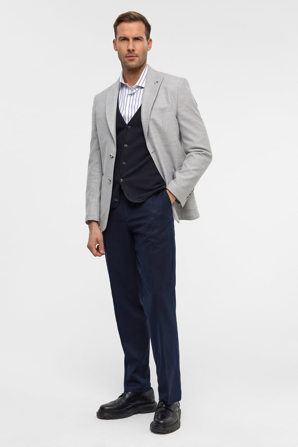 Gri Slim Desenli Mono Yaka 6 Drop Ceket