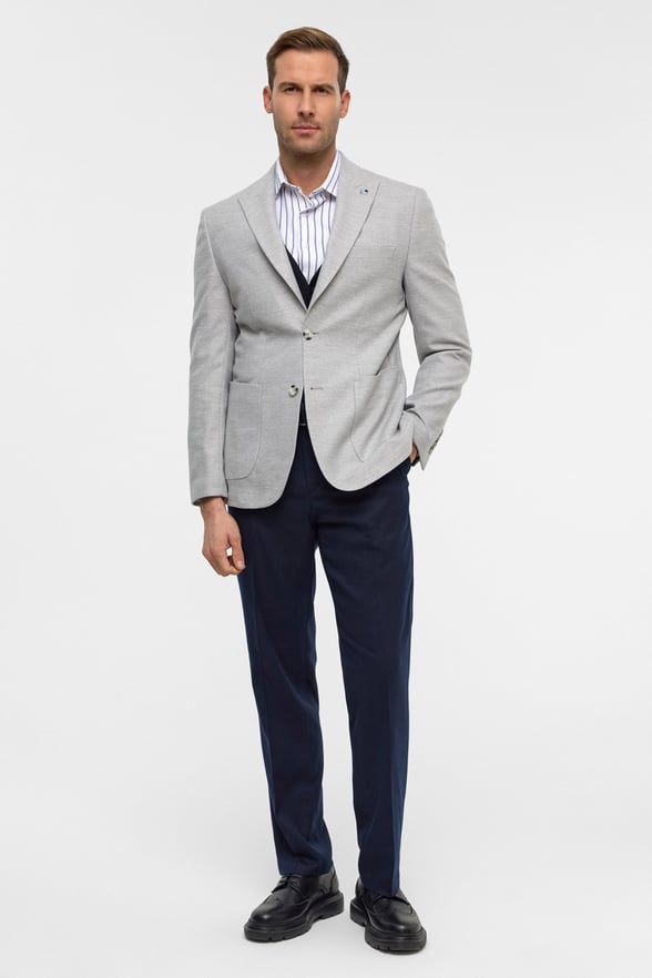 Gri Slim Desenli Mono Yaka 6 Drop Ceket