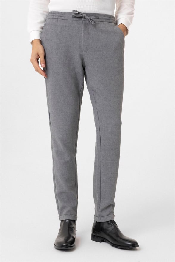 Gri Slim Düz Jogger Pantolon