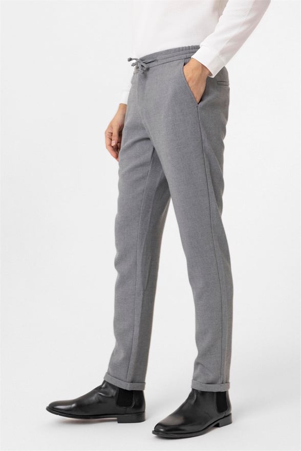 Gri Slim Düz Jogger Pantolon