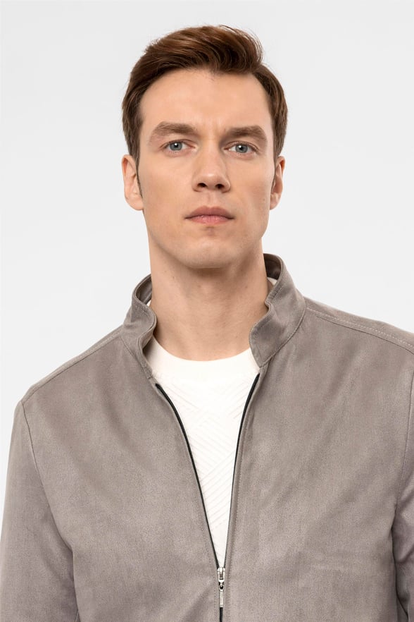 Gri Slim Düz   Mont
