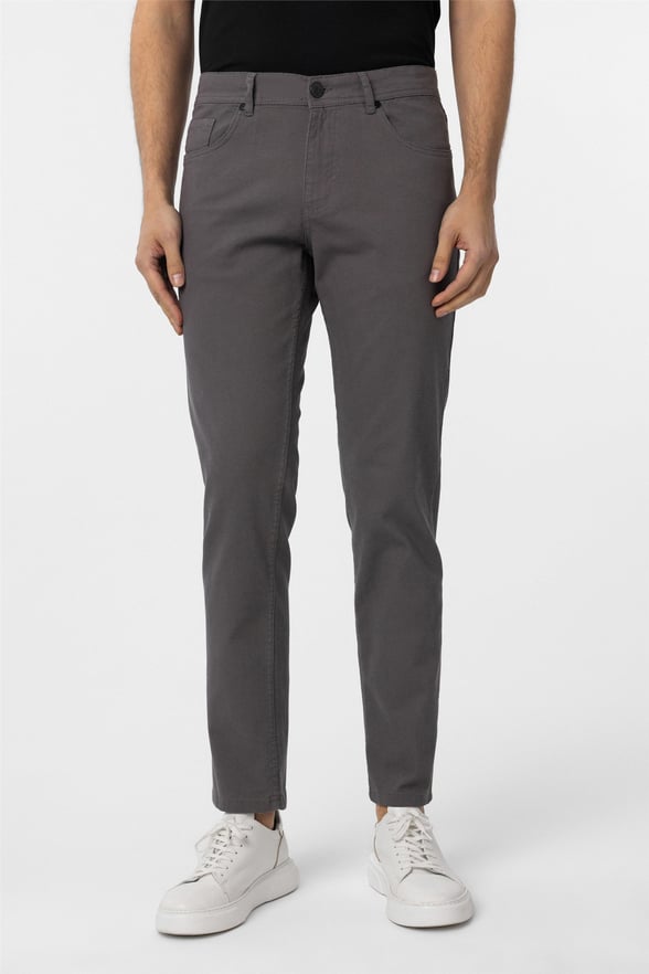 Gri Slim Düz Pantolon