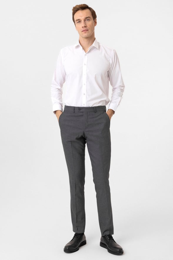 Gri Slim Fit Desenli Kumaş Pantolon