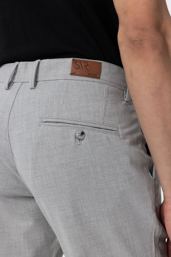 Gri Slim Fit Desenli Kumaş Pantolon
