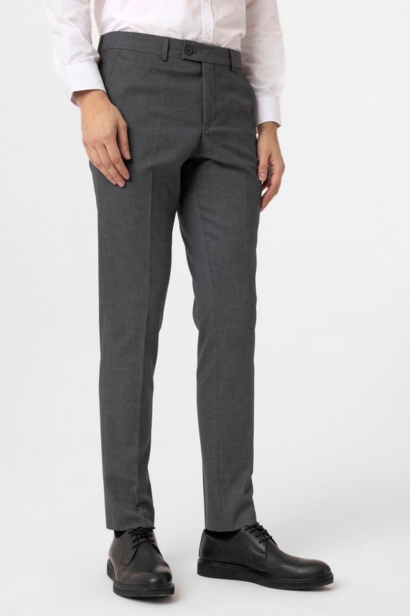 Gri Slim Fit Desenli Kumaş Pantolon