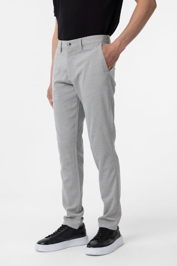 Gri Slim Fit Desenli Kumaş Pantolon
