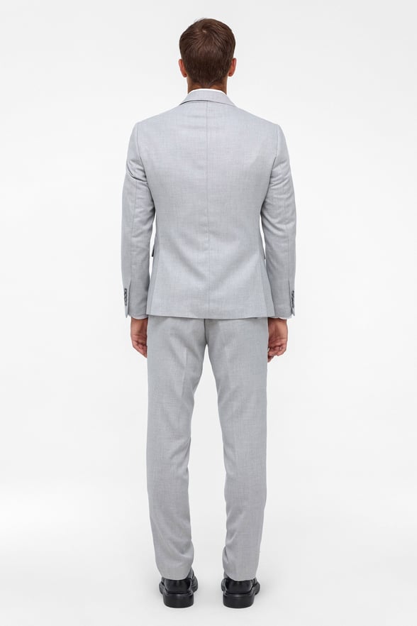 Gri Slim Fit Desenli Sivri Yaka 6 Drop Klasik Takım Elbise