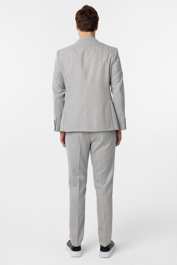Gri Slim Fit Desenli Sivri Yaka 6 Drop Klasik Takım Elbise