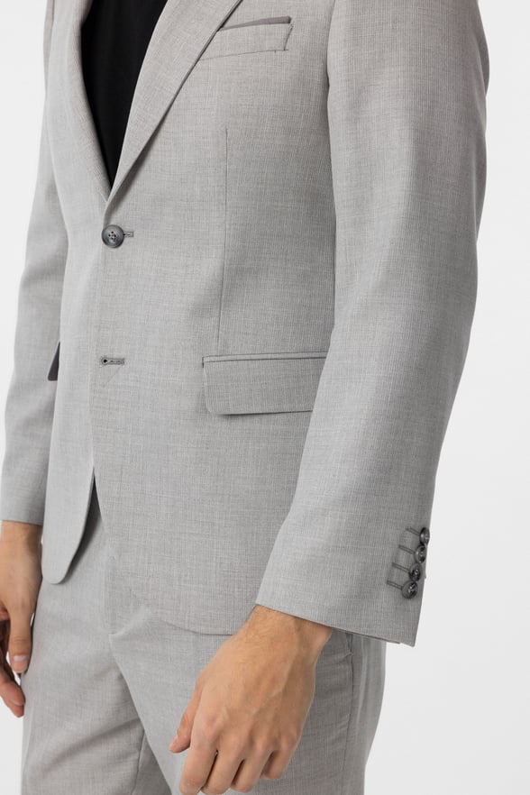 Gri Slim Fit Desenli Sivri Yaka 6 Drop Klasik Takım Elbise