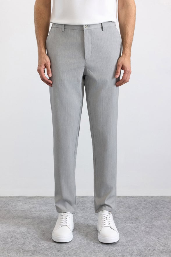 Gri Slim Mono Yaka Düz Torba Cep 6 Drop Spor Takım Elbise