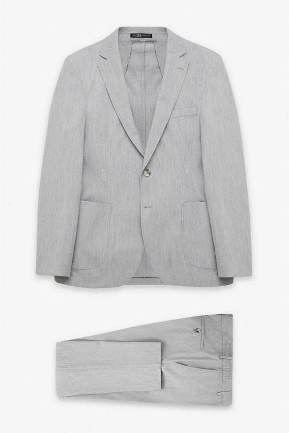 Gri Slim Mono Yaka Düz Torba Cep 6 Drop Spor Takım Elbise