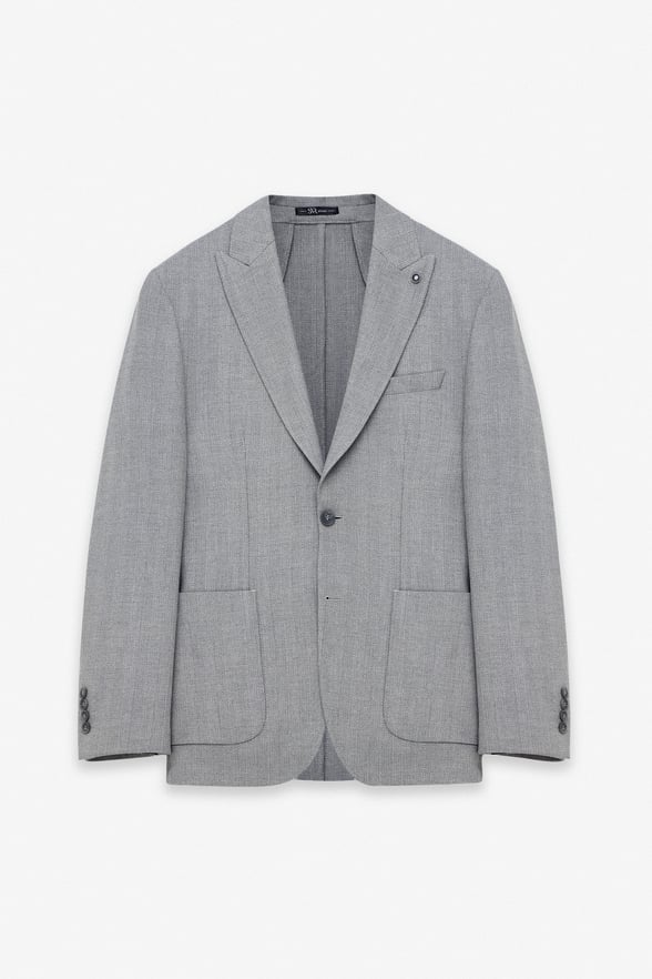 Gri Slim Mono Yaka Torba Cep 6 Drop Klasik Ceket